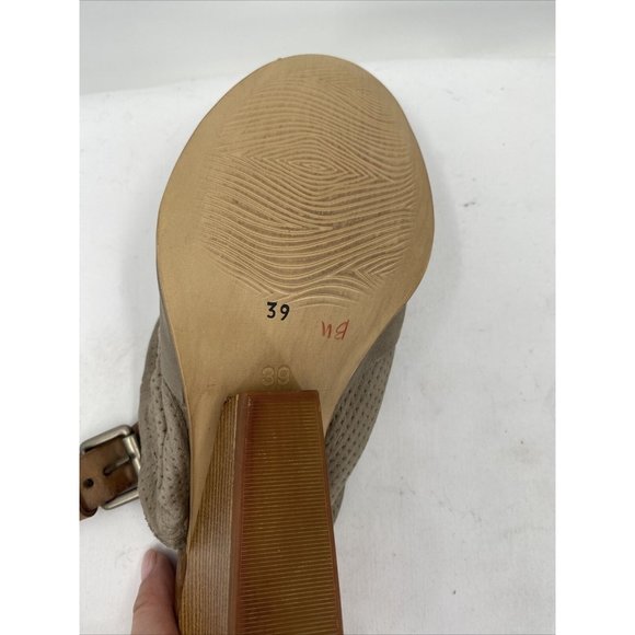 MIZ MOOZ KONA Brown Leather Wedge Sandals Shoes Heels Women's Sz 39 NEW - Picture 7 of 12